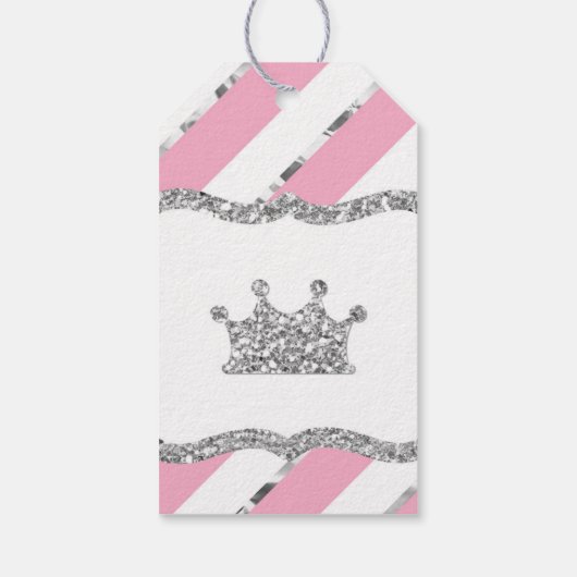 Prinses Dank u Label, Roze, Zilver, Kroon Cadeaulabel (Achterkant)