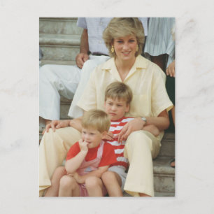 Prinses Diana met William en Harry 1987 Briefkaart