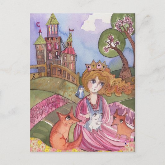 Prinses die van dieren hield briefkaart (Voorkant)