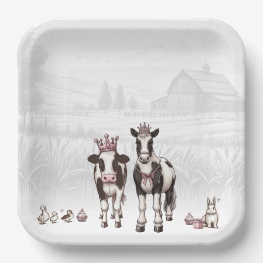 Prinses Dieren Verjaardagsfeest Papieren Bordje (Voorkant)