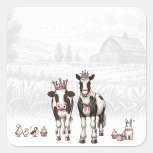 Prinses Dieren Verjaardagsfeest Vierkante Sticker