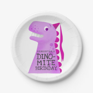 Prinses Dinosaurus Meisjes Verjaardagsfeest Papieren Bordje