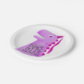 Prinses Dinosaurus Meisjes Verjaardagsfeest Papieren Bordje (Gekanteld)