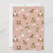 Prinses & Draak Boho Sprookje Roze 1e Verjaardag Kaart (Achterkant)