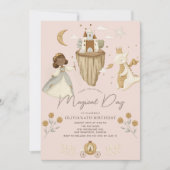 Prinses Dragon Sprookje Donkere Huid Roze Verjaard Kaart (Voorkant)