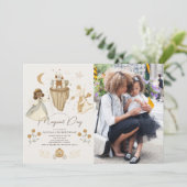 Prinses Dragon sprookje donkere huid verjaardag fo Kaart (Staand voorkant)