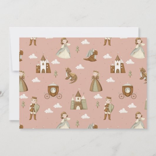 Prinses Dragon Sprookje Roze 1e Verjaardag Foto Kaart (Achterkant)