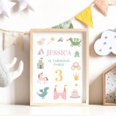 Prinses Drakenkasteel Verjaardag Kleuterschool Pos Poster