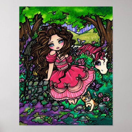 Prinses & Eenhoorn Fantasy Kunst Poster Hannah Lyn (Voorkant)