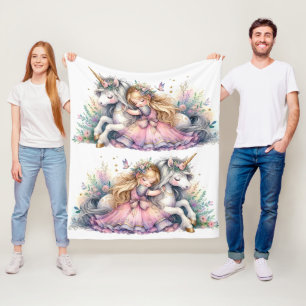 Prinses Eenhoorn Pastel Sprookje Fantasie Fleece Deken