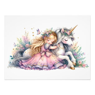 Prinses Eenhoorn Pastel Sprookje Fantasie Foto Afdruk