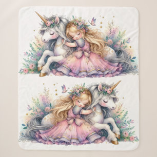 Prinses Eenhoorn Pastel Sprookje Fantasie Sherpa Deken