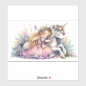 Prinses Eenhoorn Pastel Sprookje Fantasie Sticker (Vel)