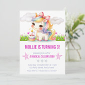 Prinses Eenhoorn Verjaardagsfeest Kaart (Staand voorkant)