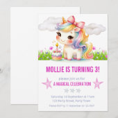 Prinses Eenhoorn Verjaardagsfeest Kaart (Voorkant / Achterkant)