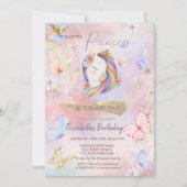 Prinses eenhoorn vlinder regenboog verjaardag kaart (Voorkant)