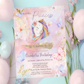 Prinses eenhoorn vlinder regenboog verjaardag kaart