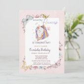 Prinses Eenhoorn Vlinders Roze Verjaardag Kaart (Staand voorkant)