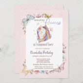 Prinses Eenhoorn Vlinders Roze Verjaardag Kaart (Voorkant / Achterkant)