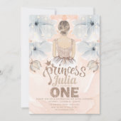 Prinses Eerste Verjaardagsfeestje Beige glitter Kaart (Voorkant)