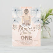 Prinses Eerste Verjaardagsfeestje Beige glitter Kaart (Staand voorkant)
