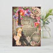 Prinses Eiffeltoren Baby shower Kaart (Staand voorkant)