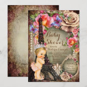 Prinses Eiffeltoren Baby shower Kaart (Voorkant / Achterkant)