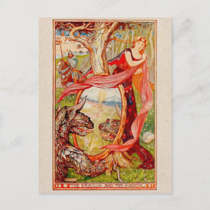 Prinses en de draak geïllustreerd briefkaart