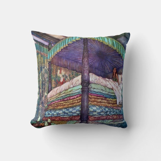 Prinses en de Erwt Edmund Dulac Fine Art Kussen (Voorkant)
