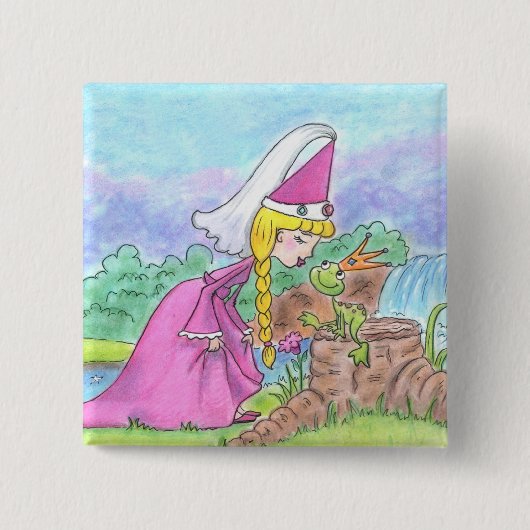 Prinses en de pad vierkante button 5,1 cm (Voorkant)