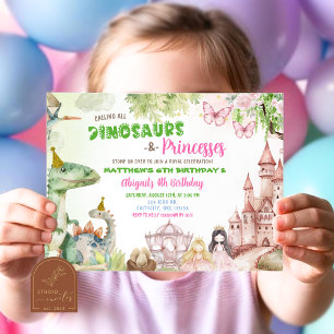 Prinses en Dinosaurus Jongen Meisje gezamenlijke v Kaart