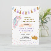 Prinses en eenhoorn gezamenlijke uitnodiging voor  (Staand voorkant)