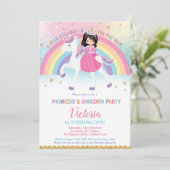 Prinses en Eenhoorn Regenboog Kasteel Verjaardagsf Kaart (Staand voorkant)