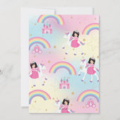 Prinses en Eenhoorn Regenboog Kasteel Verjaardagsf Kaart (Achterkant)