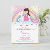 Prinses en Eenhoorn Verjaardagsfeest Regenboog Kas Kaart (Staand voorkant)