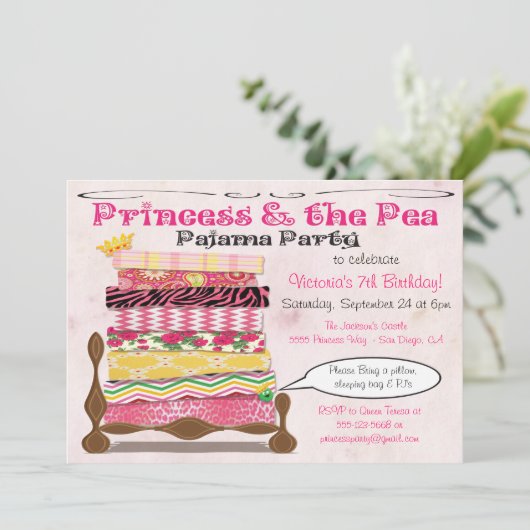 Prinses en het Pea Pajama verjaardagsfeestje Kaart (Staand voorkant)