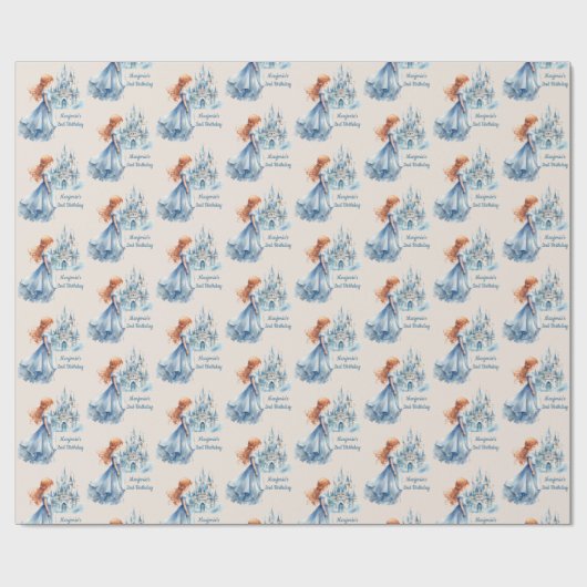Prinses en kasteel cadeaupapier (Vlak)