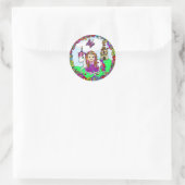  prinses en kasteel van Unicorn Ronde Sticker (Tas)