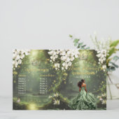 Prinses en kikker Salie Groene Quinceanera-program (Staand voorkant)