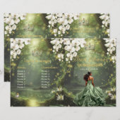 Prinses en kikker Salie Groene Quinceanera-program (Voorkant / Achterkant)