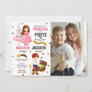 Prinses en Piraat Foto Broers en Zussen Gezamenlij Kaart