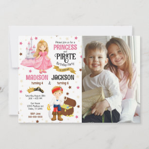 Prinses en Piraat Foto Broers en Zussen Gezamenlij Kaart