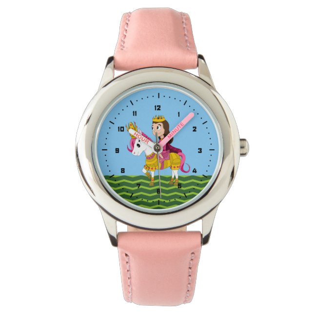 Prinses en pony cartoon horloge (Voorkant)