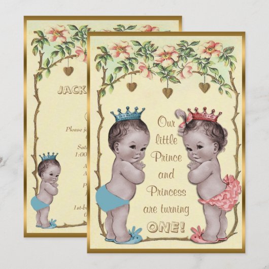  prinses en prinses zijn jarig kaart (Voorkant / Achterkant)