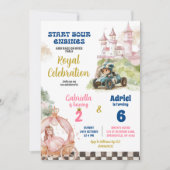 Prinses en Racing Car Boy Meisje gezamenlijke verj Kaart (Voorkant)