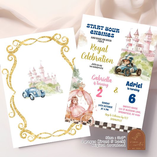 Prinses en Racing Car Boy Meisje gezamenlijke verj Kaart