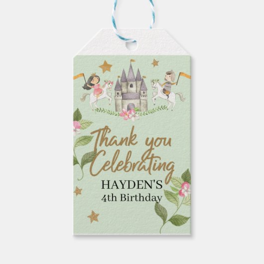 Prinses en Ridder feest, Prinses, Kinderverjaardag Cadeaulabel (Voorkant)