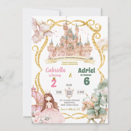 Prinses en Ridder Jongen Meisje gezamenlijke verja Kaart (Voorkant)