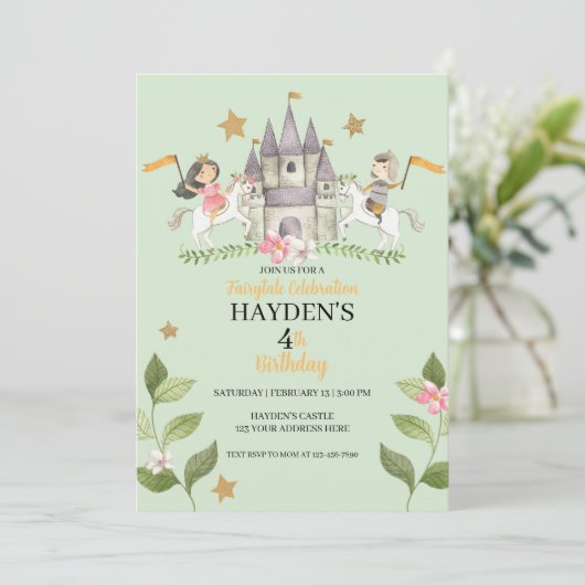 Prinses en Ridder partij, Prinses, kinderen Verjaa Kaart (Staand voorkant)