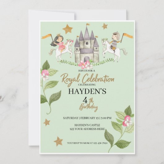 Prinses en Ridder partij, Prinses, kinderen Verjaa Kaart (Voorkant)